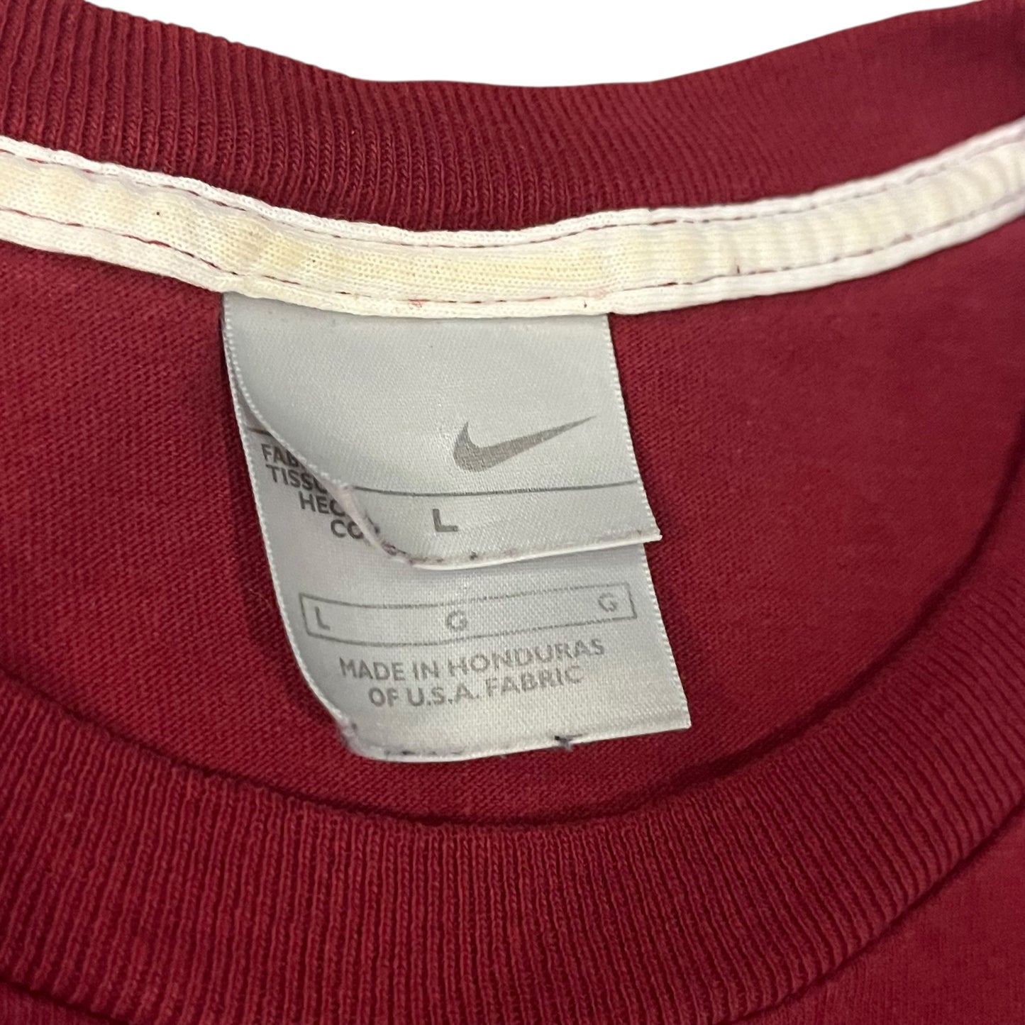 VINTAGE Nike Embroidered Swoosh T-Shirt - Maroon (Large)