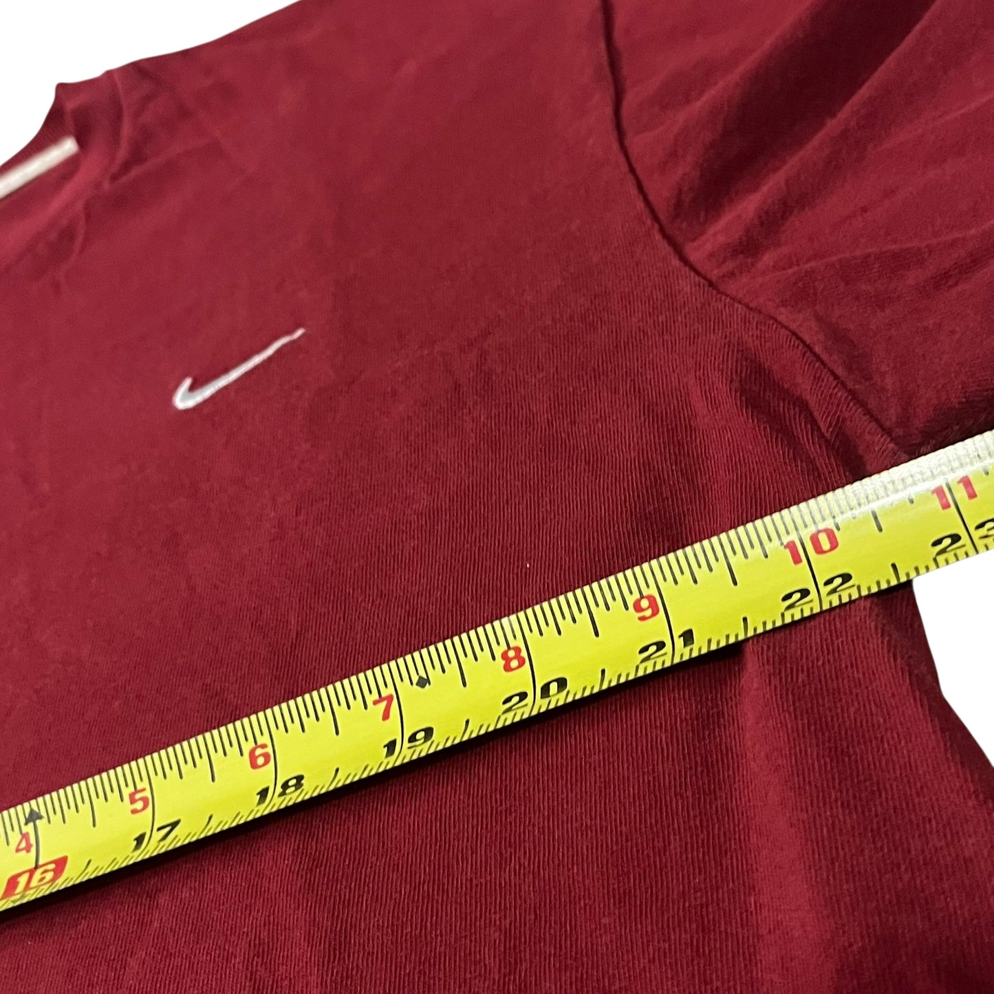 VINTAGE Nike Embroidered Swoosh T-Shirt - Maroon (Large)
