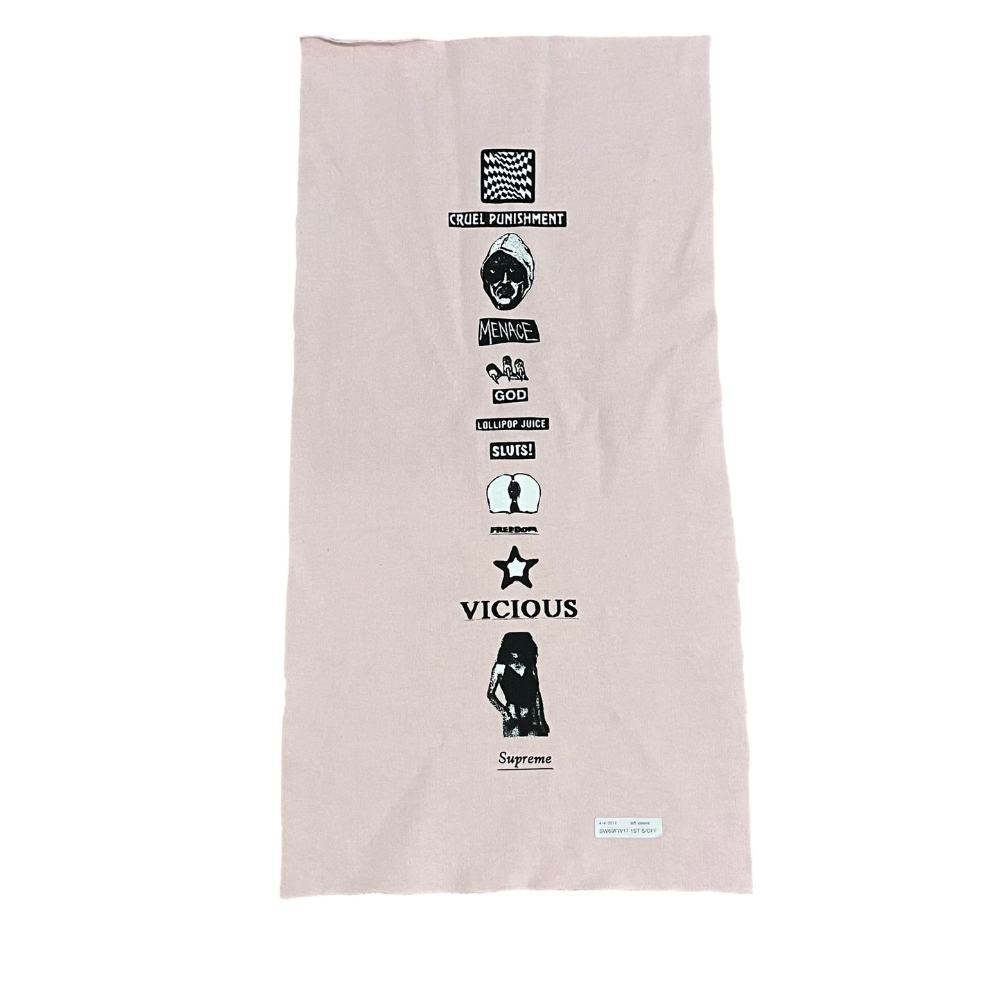Supreme Menace Test Print Fabric Swatch ( Light Pink / Left )