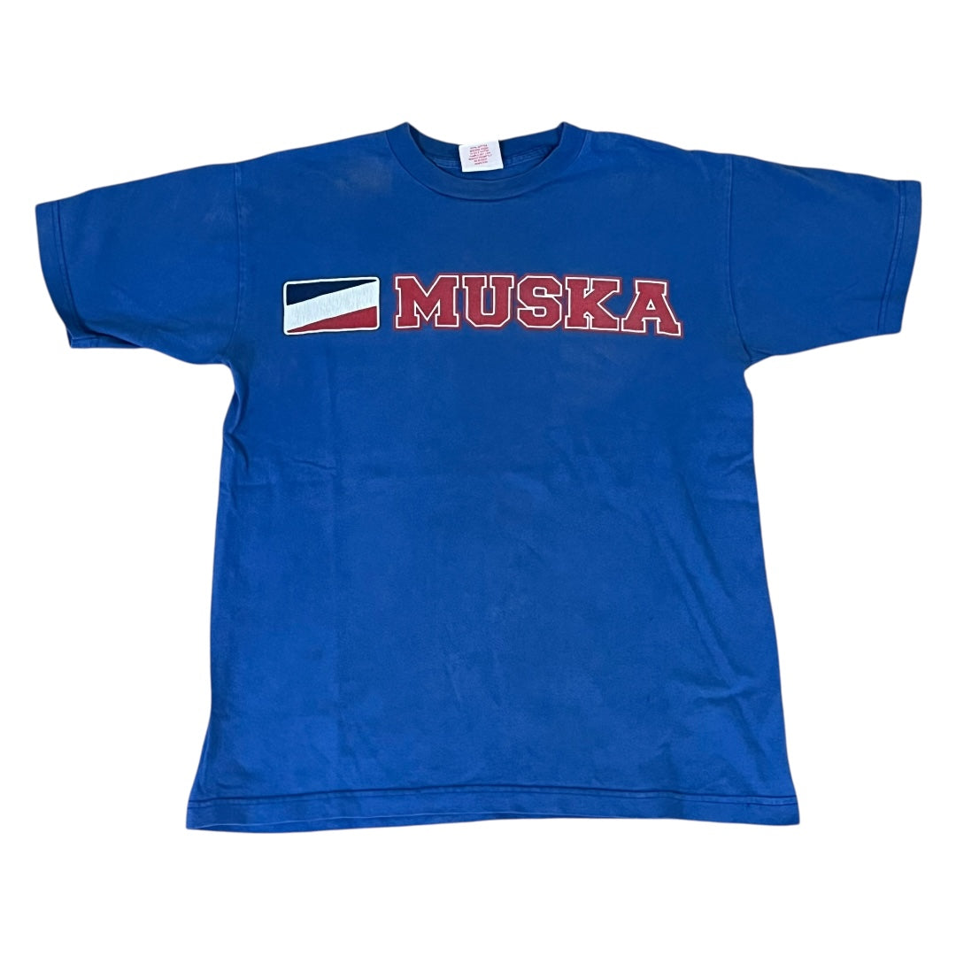 VINTAGE Shorty's Skateboards Chad Muska Flag Logo T Shirt (Medium)