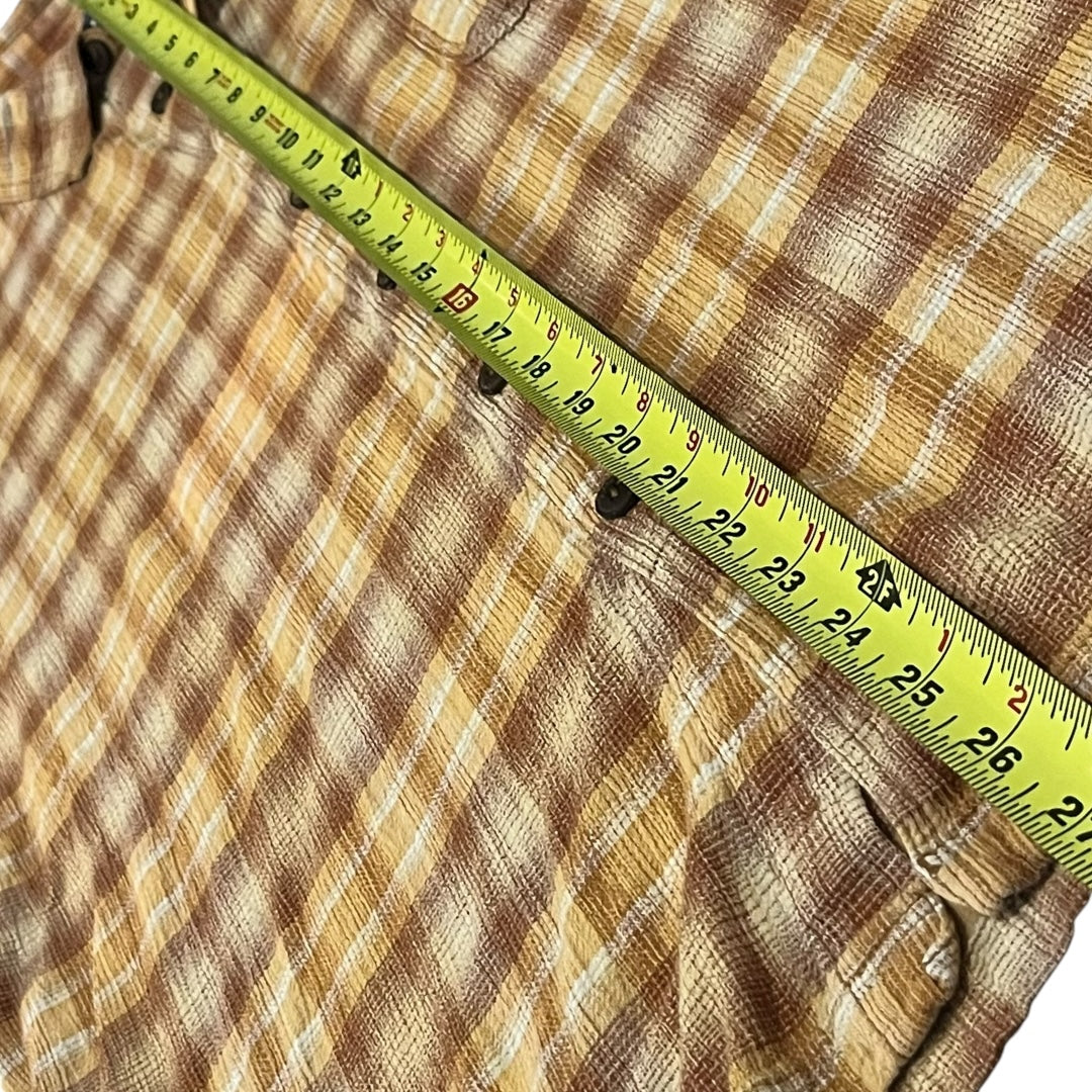 VINTAGE Patagonia Organic Cotton Plaid Button Up Shirt - Yellow / Brown (Large)