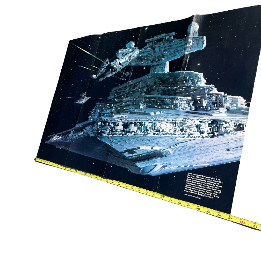 VINTAGE 1980 Star Wars National Geographic Star Destroyer Poster (31x20.5)