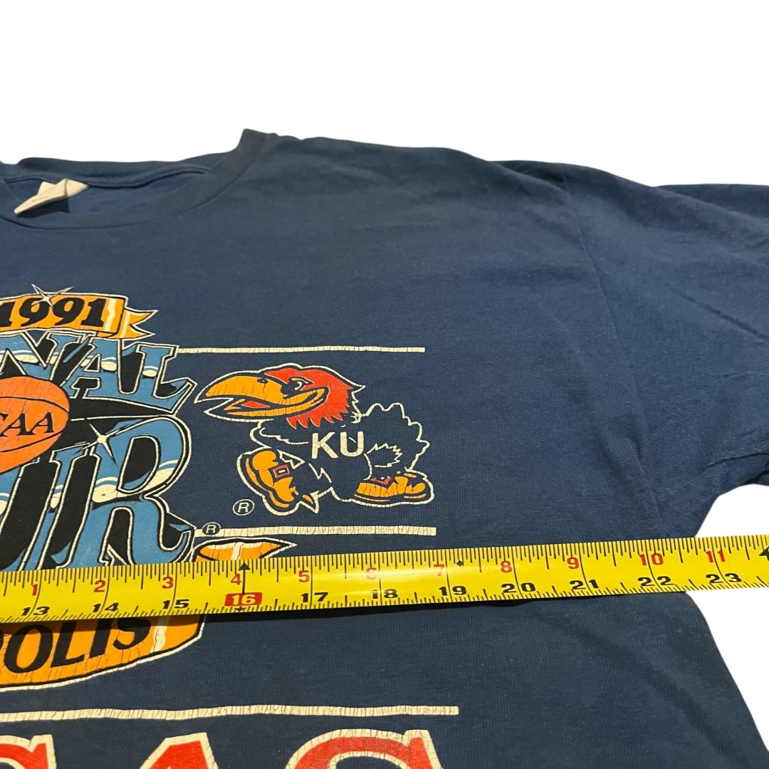 VINTAGE 1991 NCAA Final Four Kansas Jayhawks T Shirt (XL)