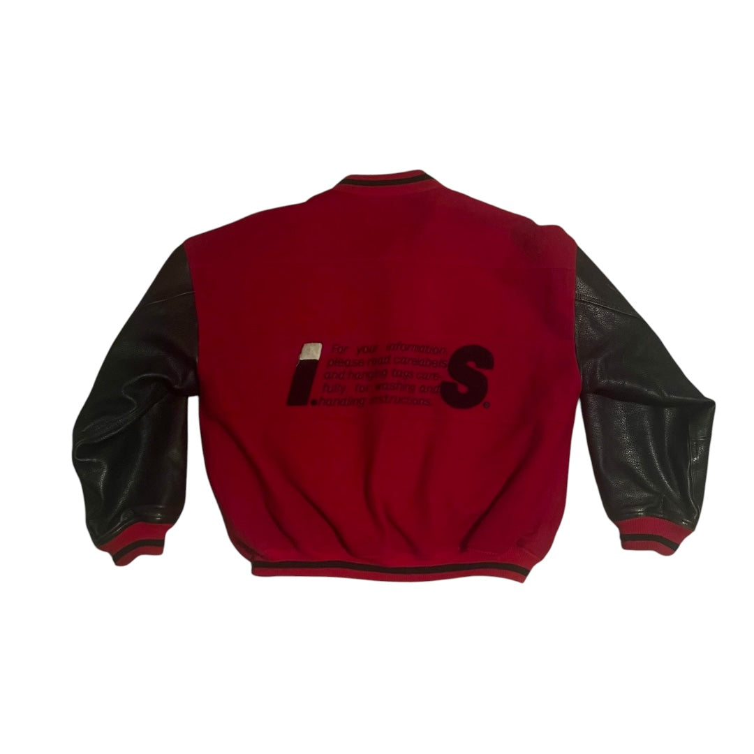 Issey Miyake Sport Wool Varsity Jacket - Black / Red (Medium)