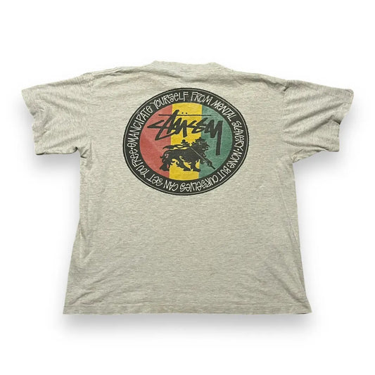 VINTAGE Stussy Feelin' Irie T-Shirt - Grey (Large)