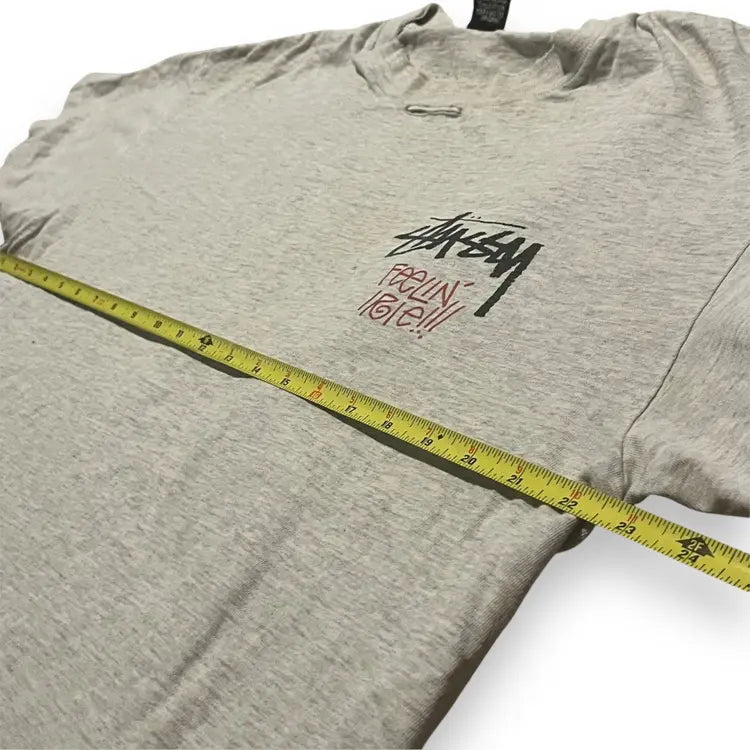 VINTAGE Stussy Feelin' Irie T-Shirt - Grey (Large)