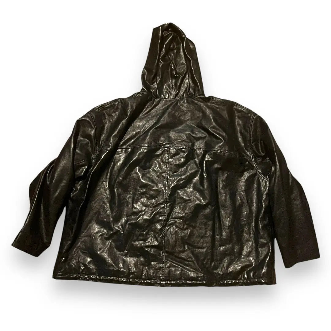 SAMPLE Balenciaga Hooded Leather Jacket - Spring 2023 (2XL)