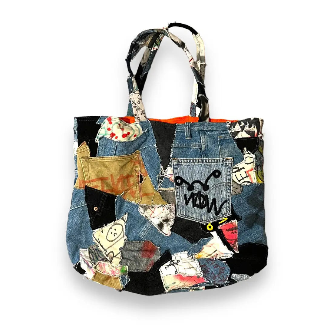 Asspizza Collection 1 Denim Patchwork Tote Bag