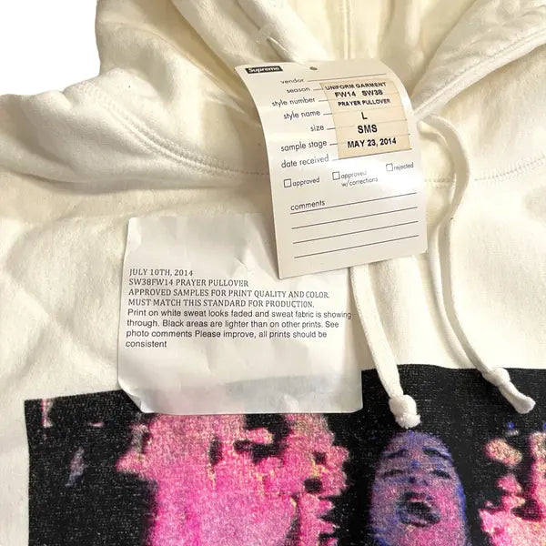 SAMPLE Supreme "Madonna Burning Crosses" Hoodie Sweatshirt - White (Large)